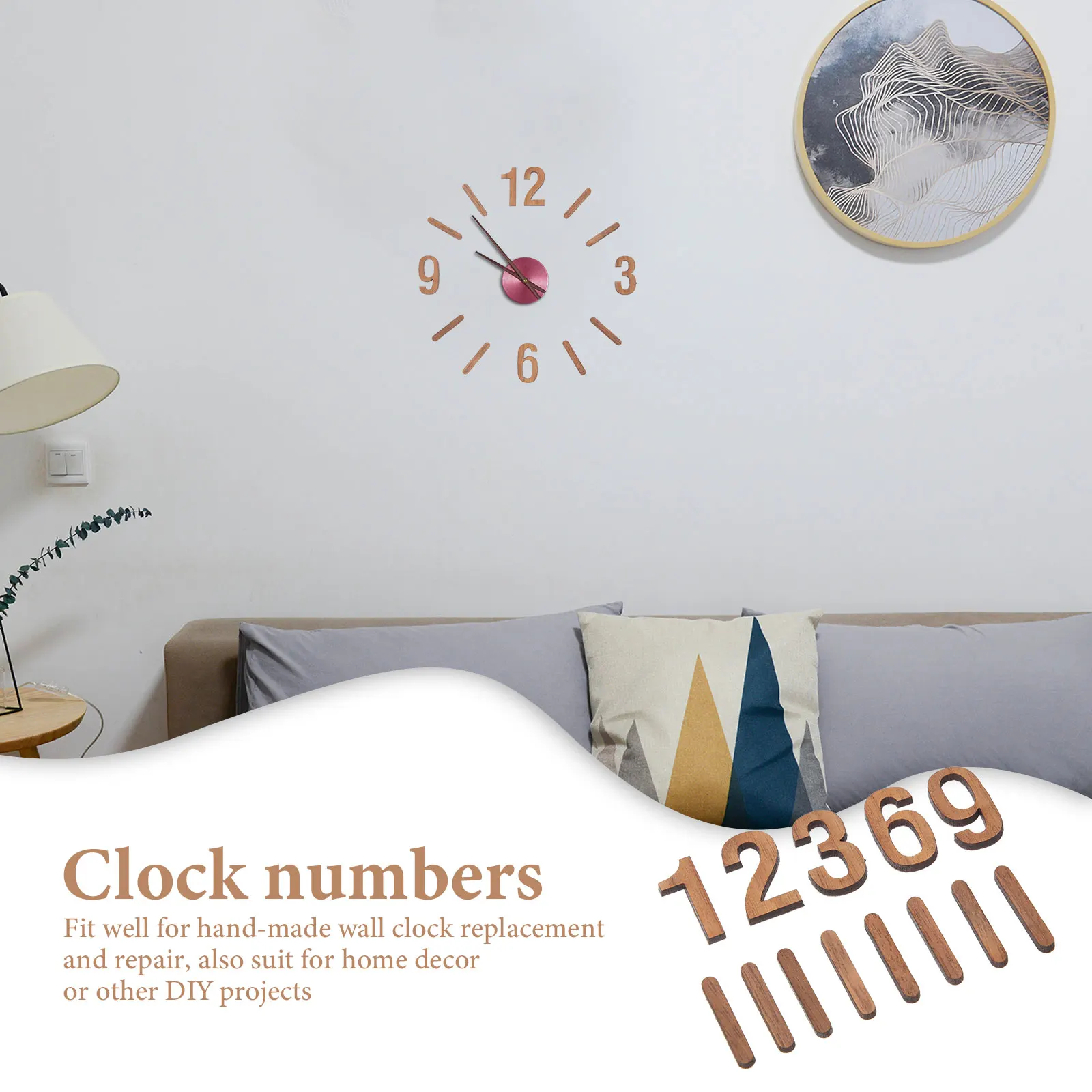 

Simple Wall Clock Accessories 9 Inch DIY Numerals Pointer Repair Kit Roman Numbers Wooden Mechanism Clock Parts