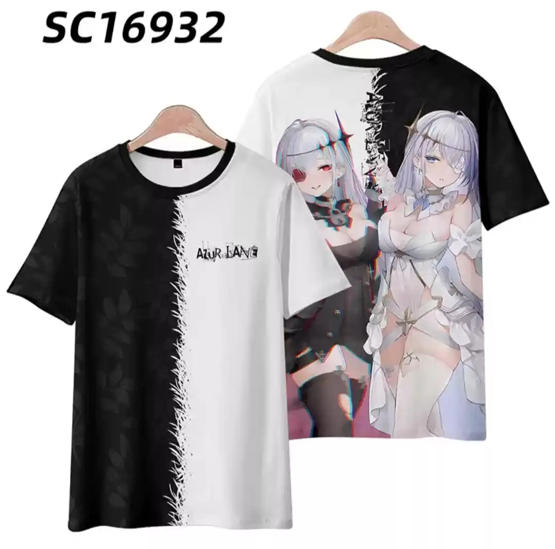 Popular Game Azur Lane T-shirt 3D Print Men/Women Anime t shirt Casual Harajuku O-Neck Short Sleeve Y2k Top Cartoon Tee Clothing