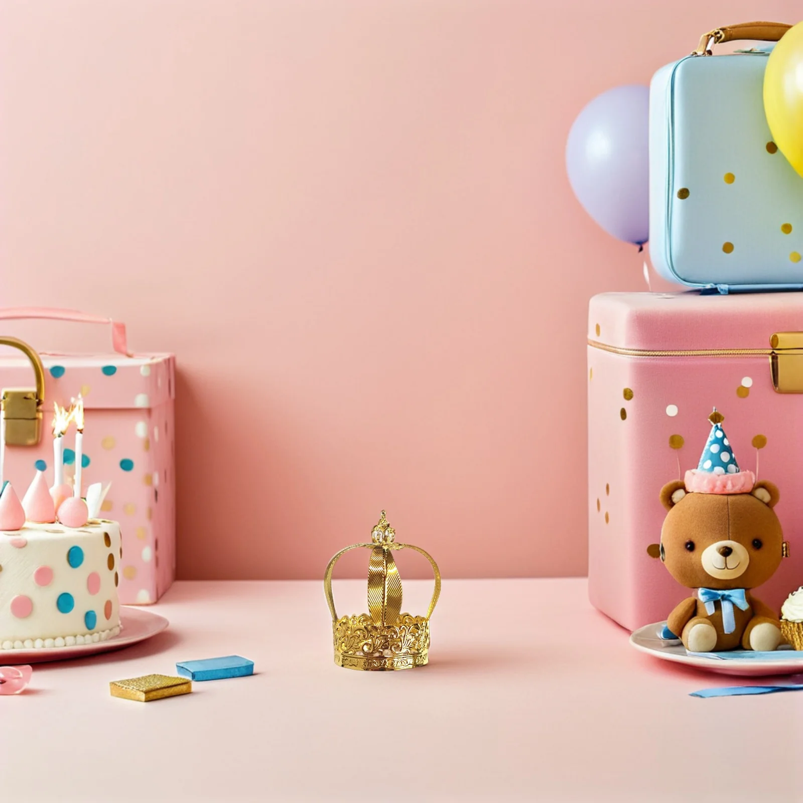 

1Pcs Crown Cake Topper Birthday Decoration for Kids Iron Material Eco-Friendly Lovely Design Multi-Function Party Accessory Gift