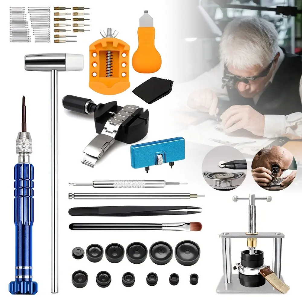 Kit d'outils de réparation de montres pour le chargement de la batterie, la rétrécissement des bracelets, l'ouverture/pression des boîtiers