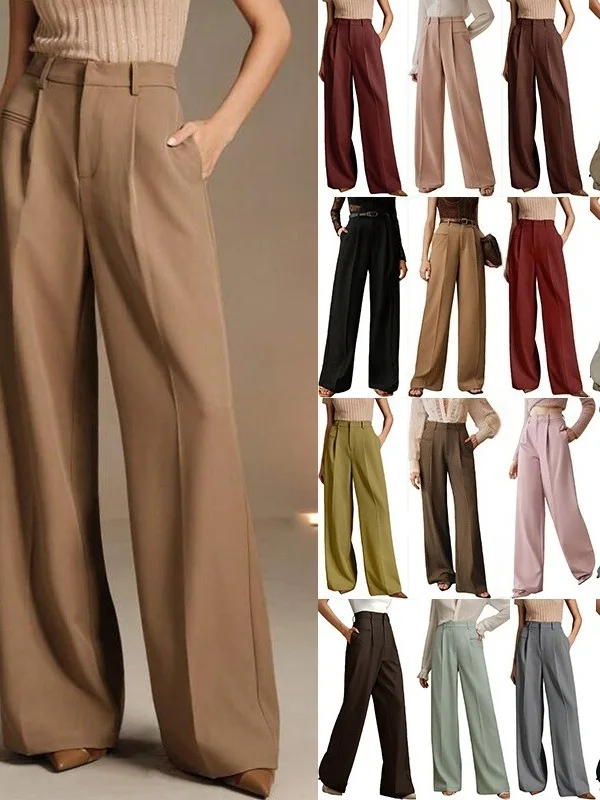 

Elegant High Waist Wide Leg Pants Loose Business Style Women's Suits Casual High Quality Chinese Manufacturer