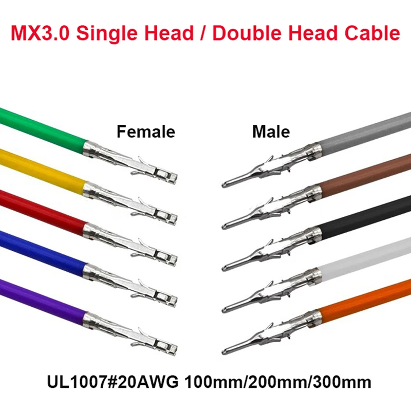 10PCS Micro-fit 3.0mm Connector Wire Mini 5557/5559 Male Female Docking Terminal Cable 20AWG 10cm 20CM 30CM Multi Color