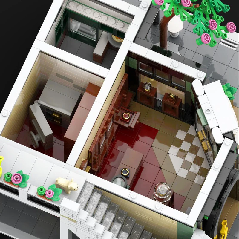 4340PCS Moc Casa di città con gioielliere e pancake Casa Mattoni da costruzione Giocattolo educativo da costruzione Regalo fai da te per le ragazze dei ragazzi