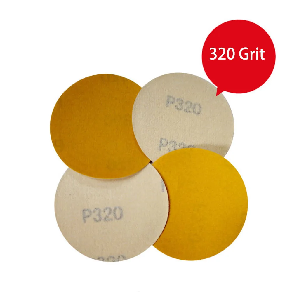 3Inch 75mm Flocking Disc Sandpaper Self-adhesive Round Sand Paper Polished Sandpaper Yellow Dry Sandpaper 80/180/240/320/500Grit