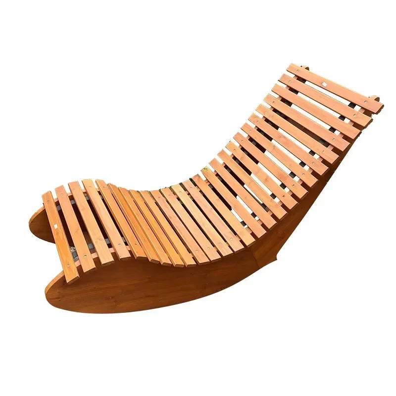 Outdoor Chase Lounge Durable Reliable Acacia Wood Patio Lounger Chair Furniture Rocking Sun Lounger Chair for Sunbathing Patio