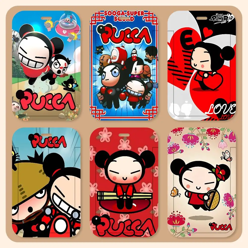 Cute Cartoon P-Pucca Lanyard Card Holders Student ID Card Holders Neckband Card Holders Access Control Accessories Gifts