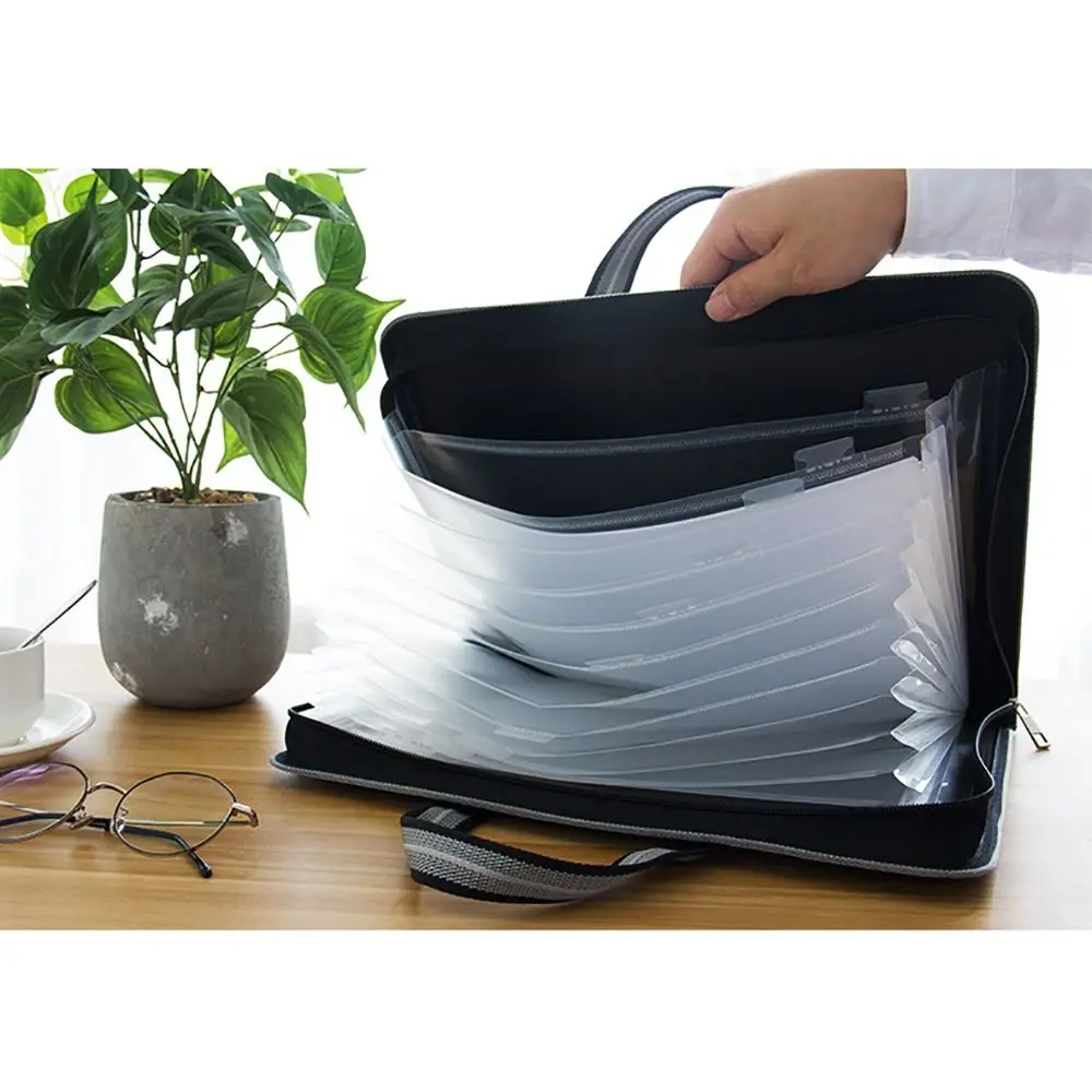 

Универсальная холщовая сумка для документов формата А4, большая вместительная двойная молния, деловой портфель, 12-слойная тестовая бумажная сумка-аккордеон