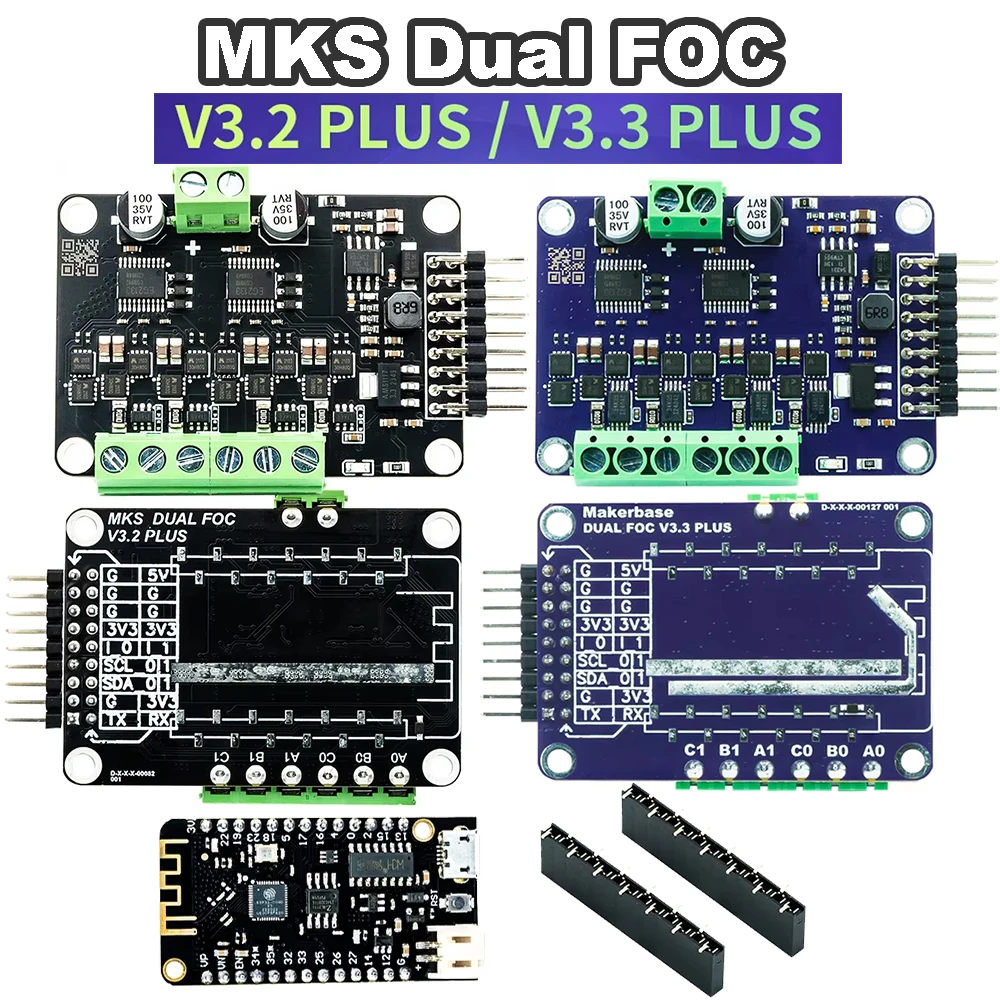 MKS SimpleFOC Dual Brushless Micro FOC V3.2 Plus/V3.3 Plus Servo with Current Loop For BLDC Motor Compatible with ESP32