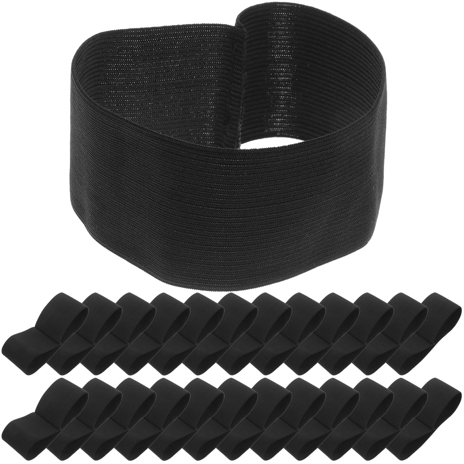 25 Pcs Black Mourning Belt Funeral Elastic Armband Of Commemorate Adjustable For Football Favors Death Polyester