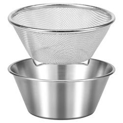 Stainless Steel Colander Set for Draining Rice Perforated Mesh With Bowl Versatile Strainer Bowl Set for Washing Fruit Vegetable