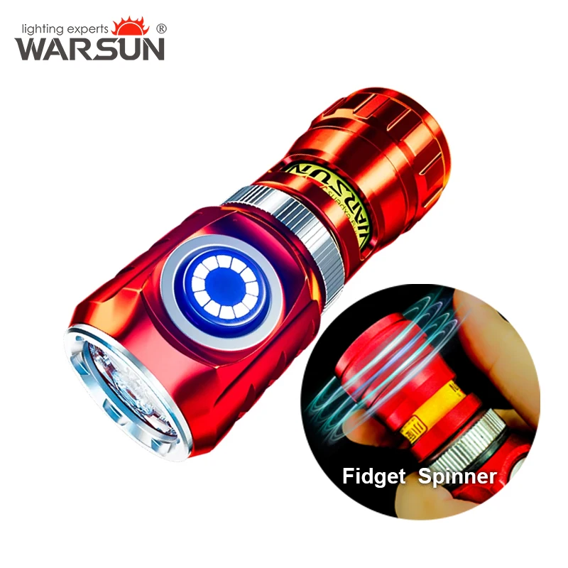 WARSUN FXXF LED Mini TORCH Fidget Spinner Pocket Flashlight 900MHA Rechargable Battery Magnetic for Hiking Camping EDC
