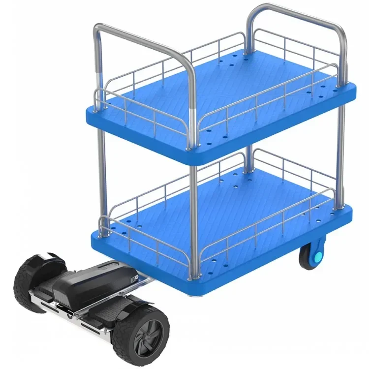 Electric Trolley Heavy  Platform Hand Truck Flat Plastic Truck Trolley 300kg 4-wheel Folding Truck