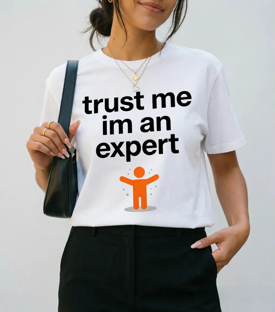 Unisex Trust Me Im An Expert Funny Slogan Stick Figure Graphic T Shirt Humor Quote Short Sleeve Casual Tee