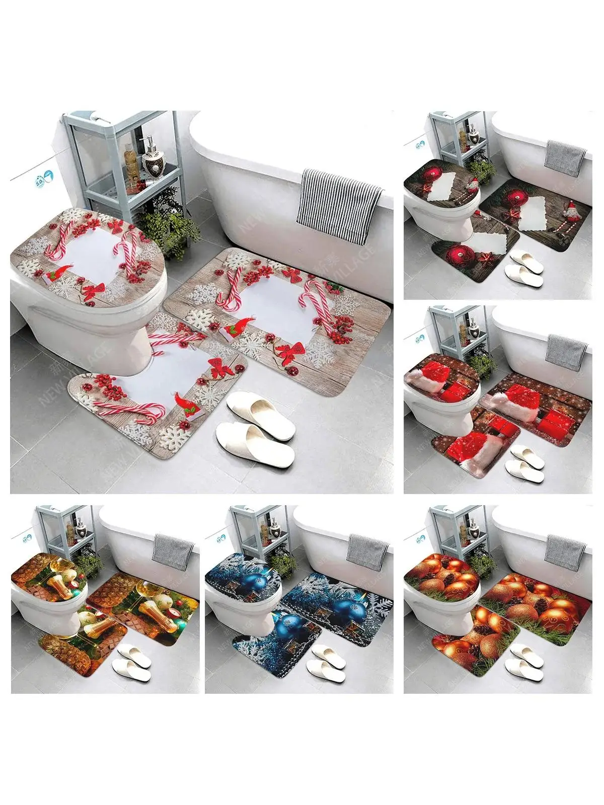Tapis de sol anti-ald pour salle de bain, décoration de Noël, baignoire, virus, tapis de toilette, accessoires de salle de bain modernes