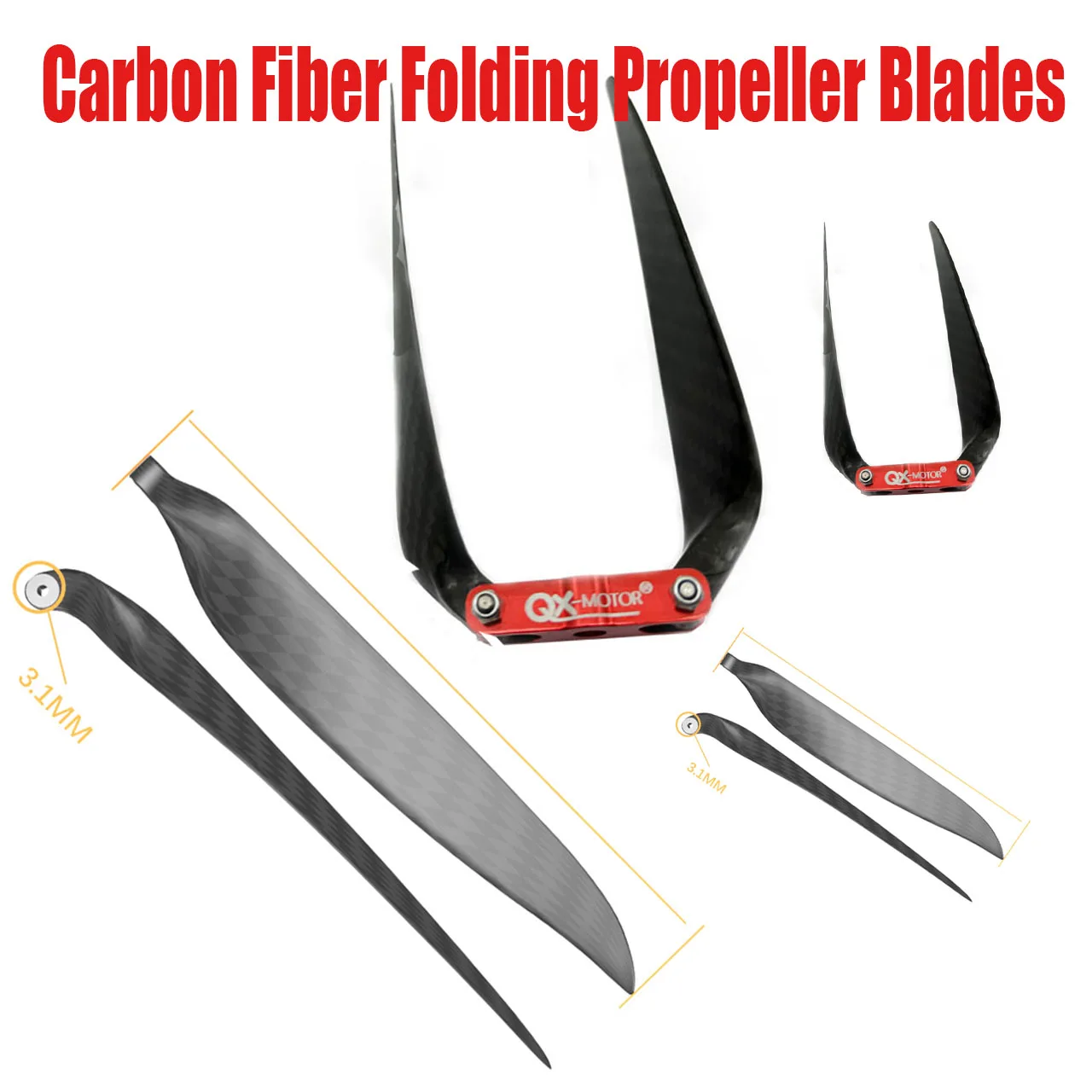 9.5x5 10x6 12x8 13x8 16x8 18x10 19x10 Carbon Fiber Folding Propeller Blades for Remote Control Toy Parts