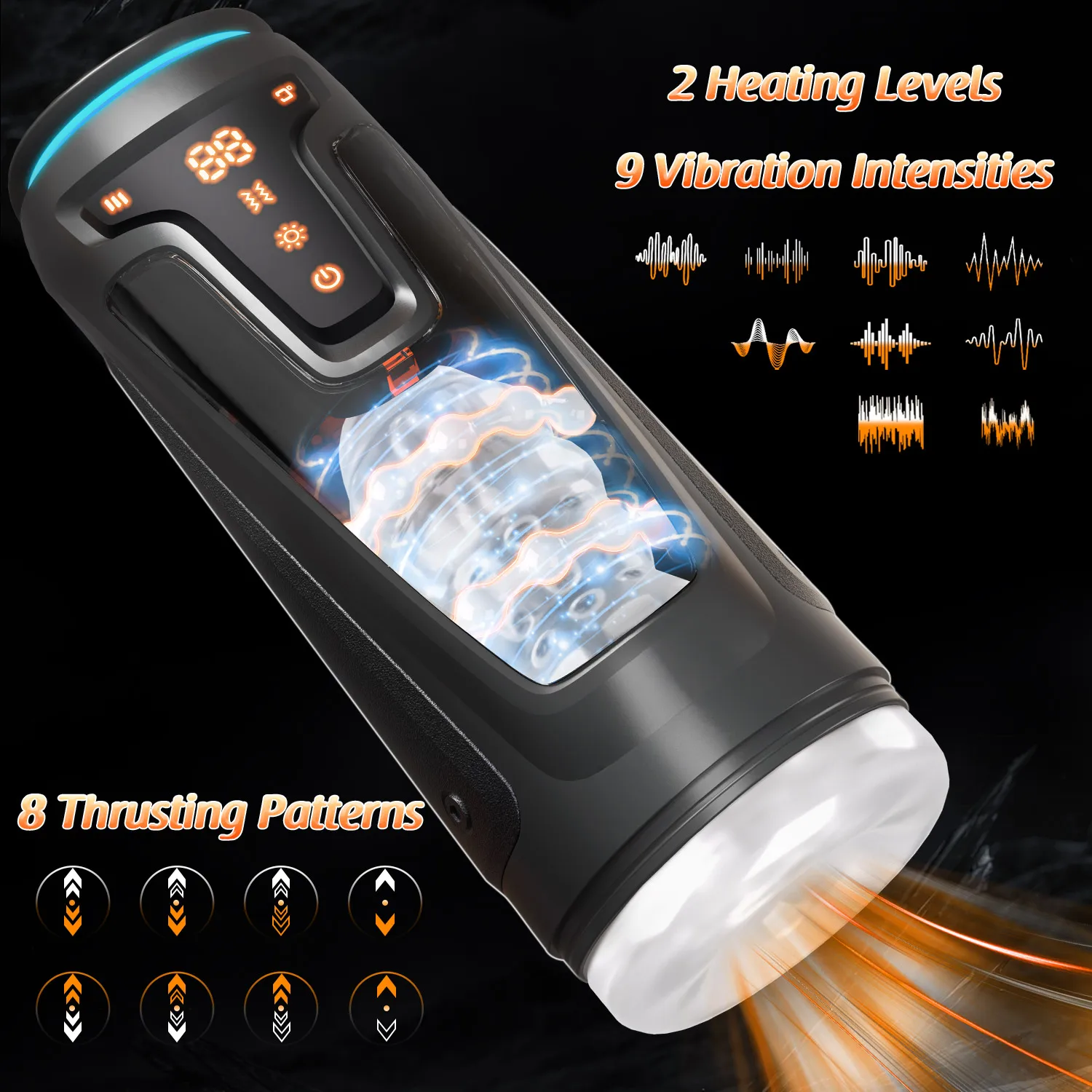 SENSIVO LED Automatic Male Masturbator Goods 19 Modes Thrusting Heating Blowjob Sucking Machine Vaginette Men Sex Toys Adult 18 view 2