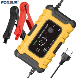 FOXSUR Full Automatic Car Battery Charger 12V big Display Battery Charger Power Puls Repair Chargers Wet Dry Lead Acid