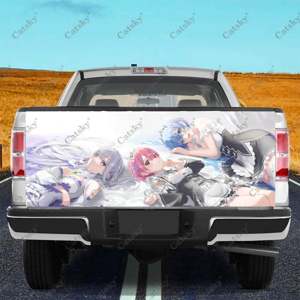 Re Zero Kara Hajimeru Isekai Seikatsu Truck Tailgate Wrap Professional Grade Material Universal Fit for Full Size Trucks