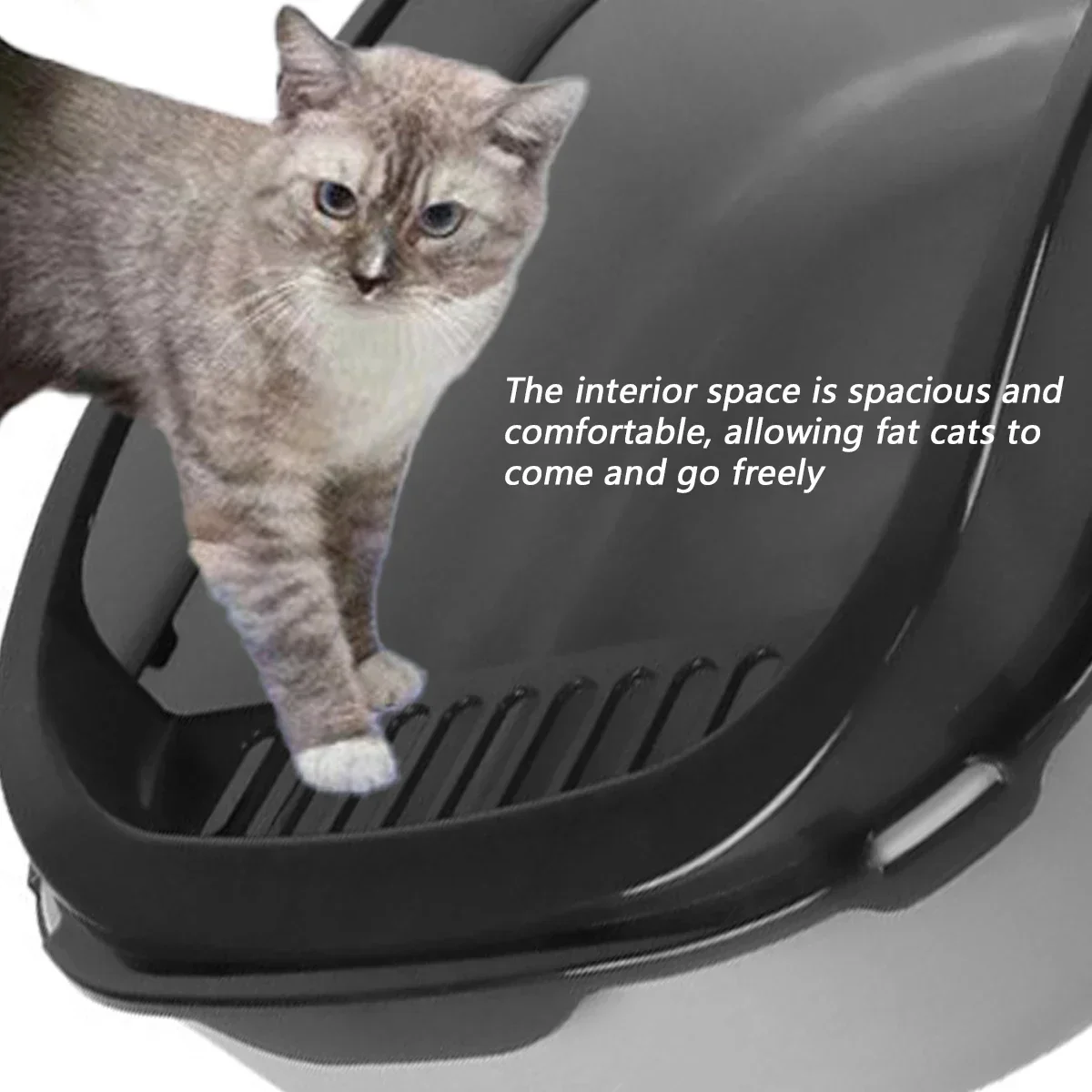 Semi-Enclosed Cat Litter Box Splashproof Kitten Toilet Tray Pet Cleaning Basin with High Sides for Indoor Use view 4