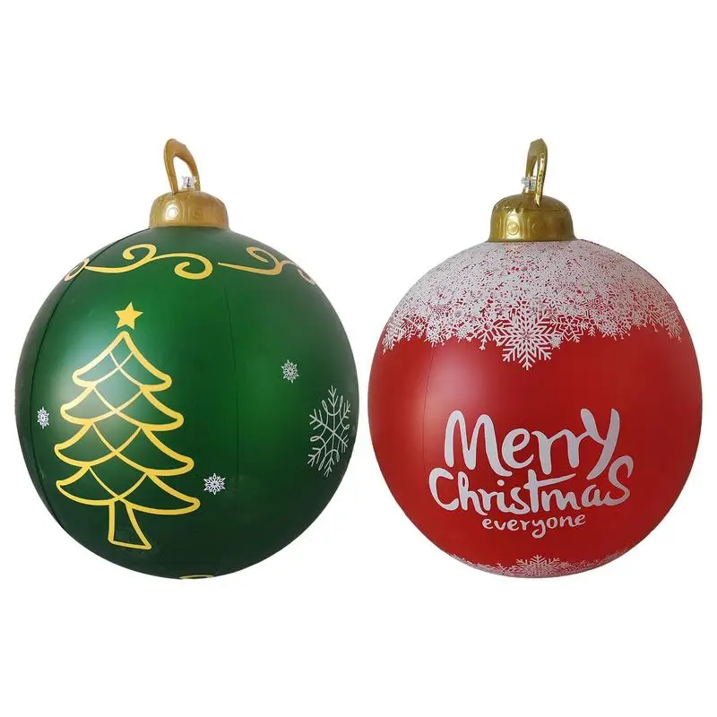 Large 60cm Christmas Decoration Colorful Ballons Outdoor Fun Printing Inflatable Toys Balls Crafts Xmas Ornaments