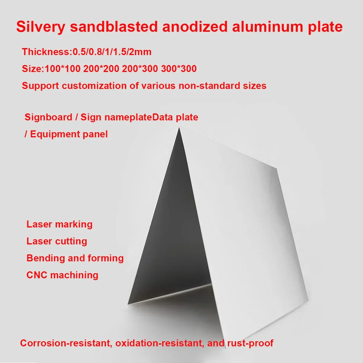 

Silvery Anodized Aluminum Alloy Plate Sand blasted Version, Aluminum Alloy Plate 100x100mm 200x200mm Thick 0.5mm/ 0.8/ 1/1.2/ 2m