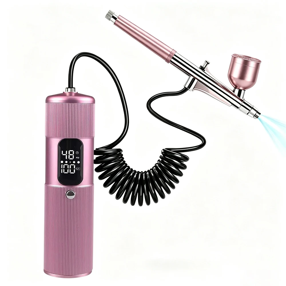 Tragbares Airbrush-Set mit Verlängerungsrohr, 28/38/48 PSI Luftdruck-Sprühgerät für Nagelkunst, Handwerk, Autolackierung, 4 Stunden Betriebszeit – Detail 4
