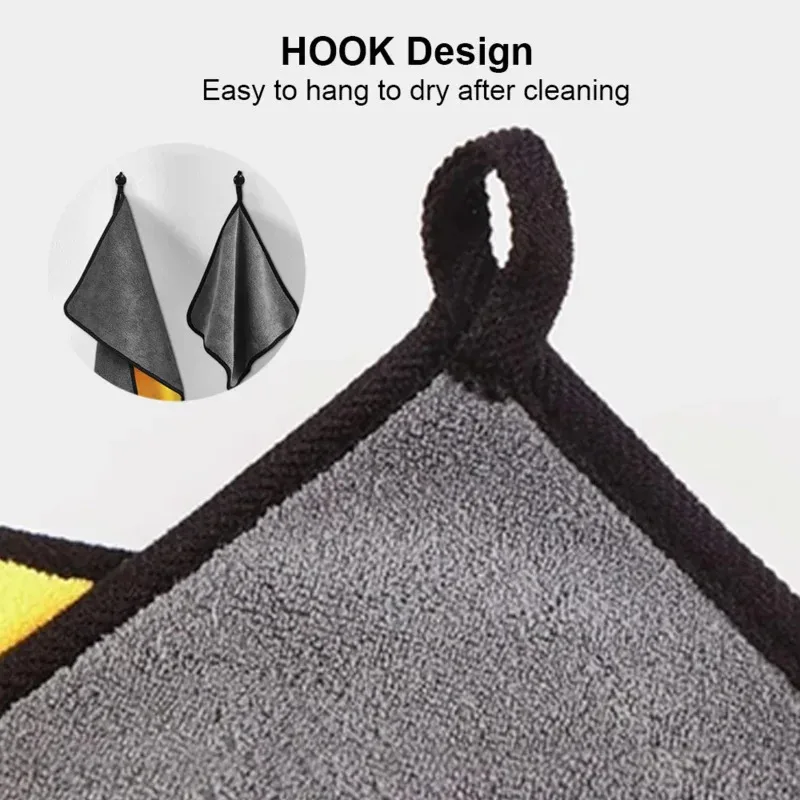 Autowaschhandtücher, Reinigungstuch, saugfähiges Trockentuch, Allzweck-Mikrofaserhandtuch, verdickt, Gelb, 30/40/60 cm