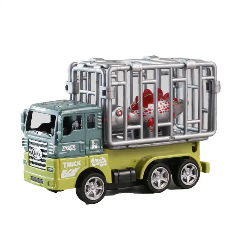 Mini camion de conteneur de transport de simulation de voiture de dinosaure d'ingénierie avec Jos en plastique, jouets de jeu pour garçon, cadeaux, modèles de benne à benne basculante