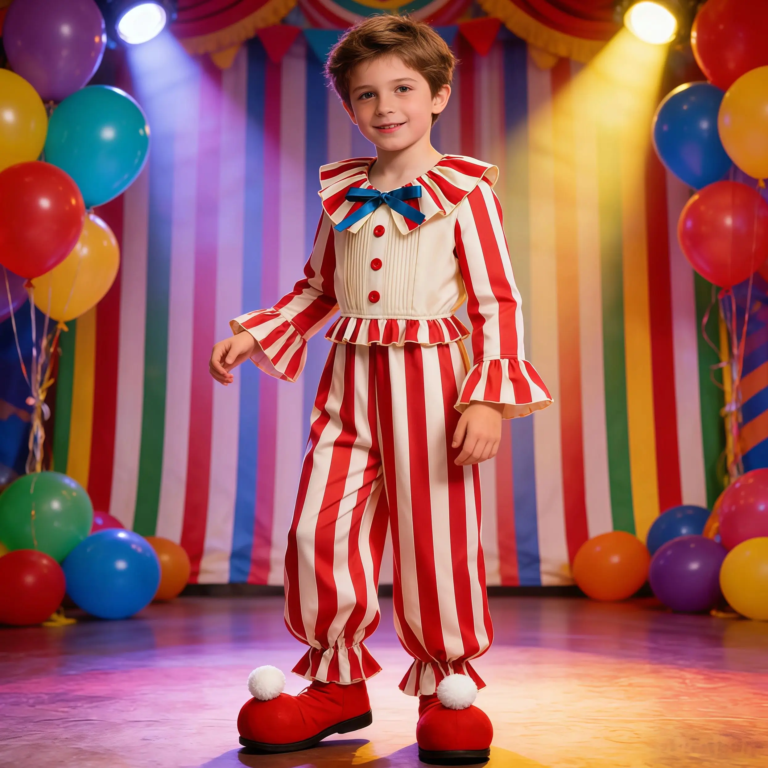 Ragazzi Halloween Circo Clown Costume Cosplay Tuta a righe per bambini Compleanno Carnevale Mago Abiti fantasia per spettacoli teatrali