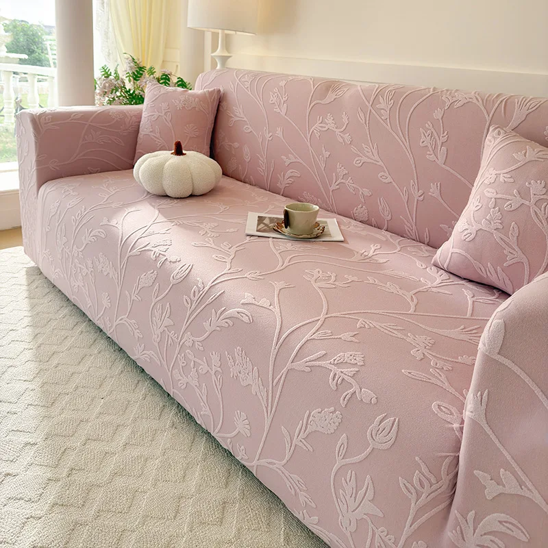 New Soft Vine Carved Velvet Sofa Cover Solid All-Inclusive Anti-Slip Elastic Couch Slipcover Adjustable Anti-Stain Home Textile