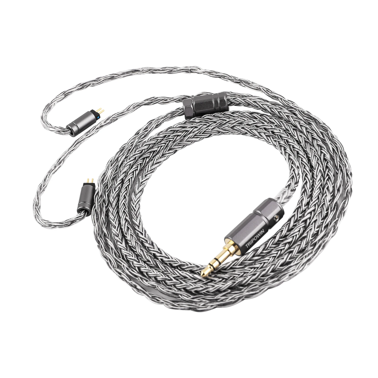 Tripofin-prata chapeado cabo de liga para fone de ouvido, cobre e grafite, 16 core, hifi cabo de substituição, s-02 iem