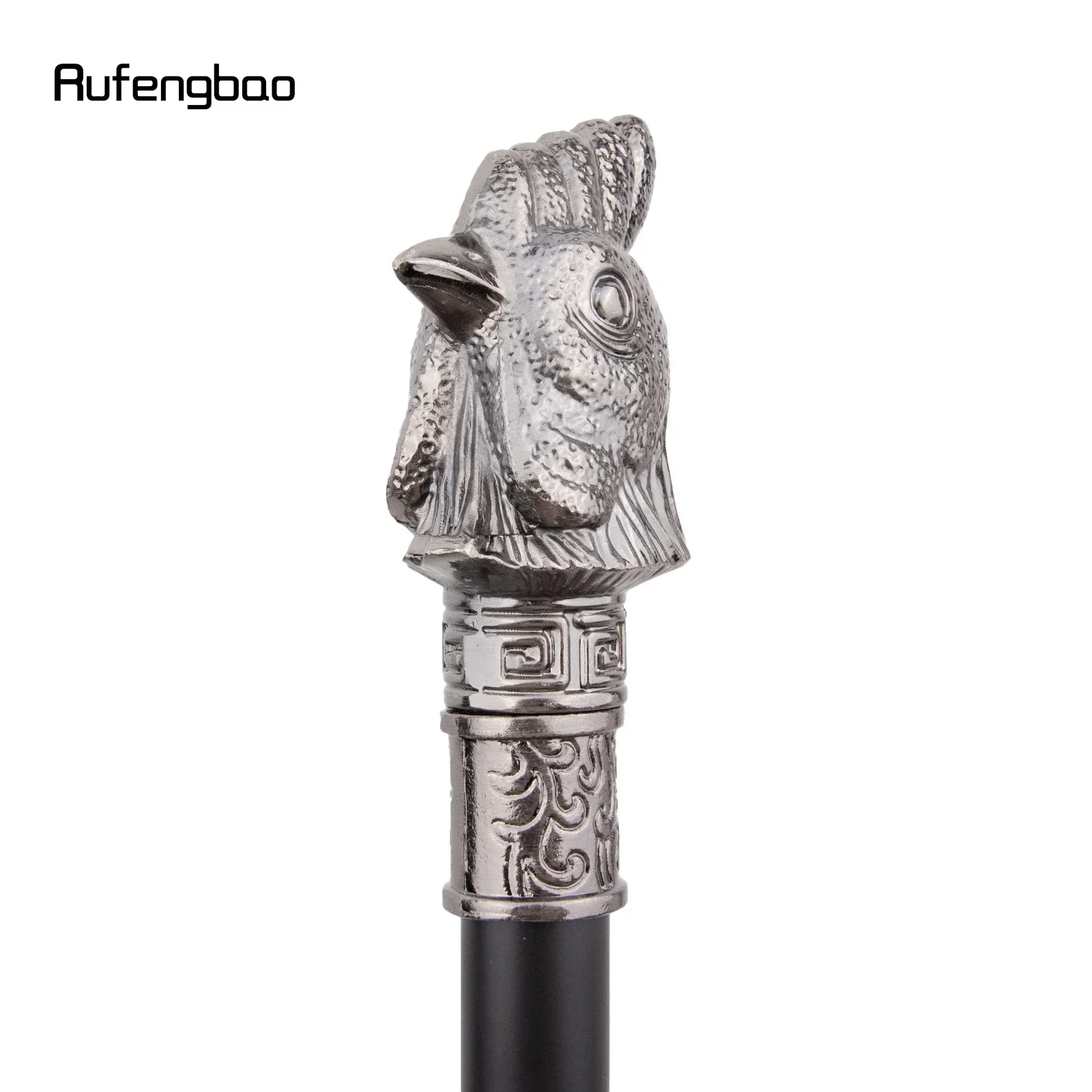 ไม้เท้าแฟชั่นรูปหัวไก่สีเงิน สำหรับตกแต่ง คอสเพลย์ งานปาร์ตี้สไตล์วินเทจ ไม้เท้าเดินแบบมีสไตล์ ความยาว 93 ซม.