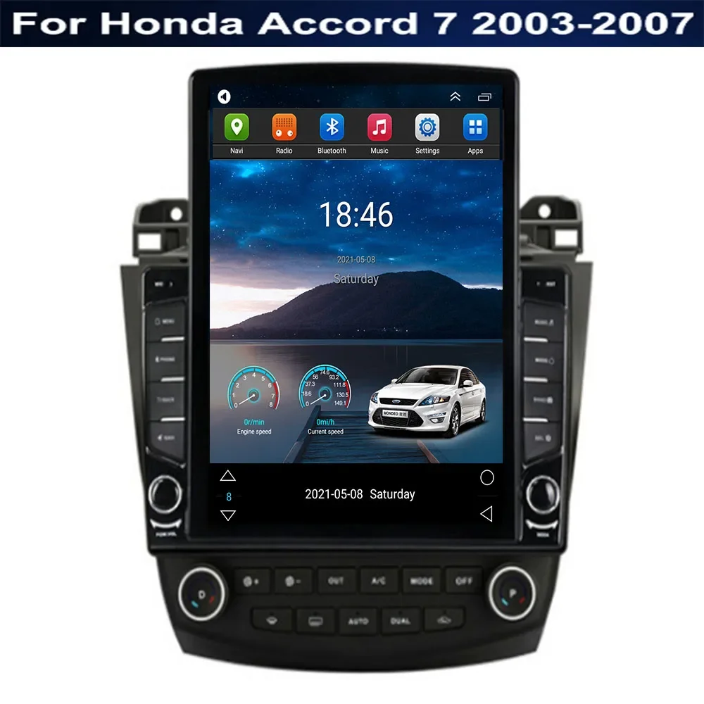 Android 14 para honda accord 7 2003-2007 tesla estilo 9.7 polegadas estéreo multimídia player de vídeo gps rádio do carro navegação carplay dsp