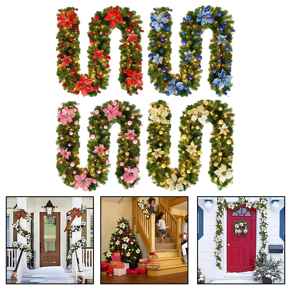 

2.7M Christmas Garland Christmas Red Fruit Vine For Pink Flower Christmas Decoration Home Garden Party Decor