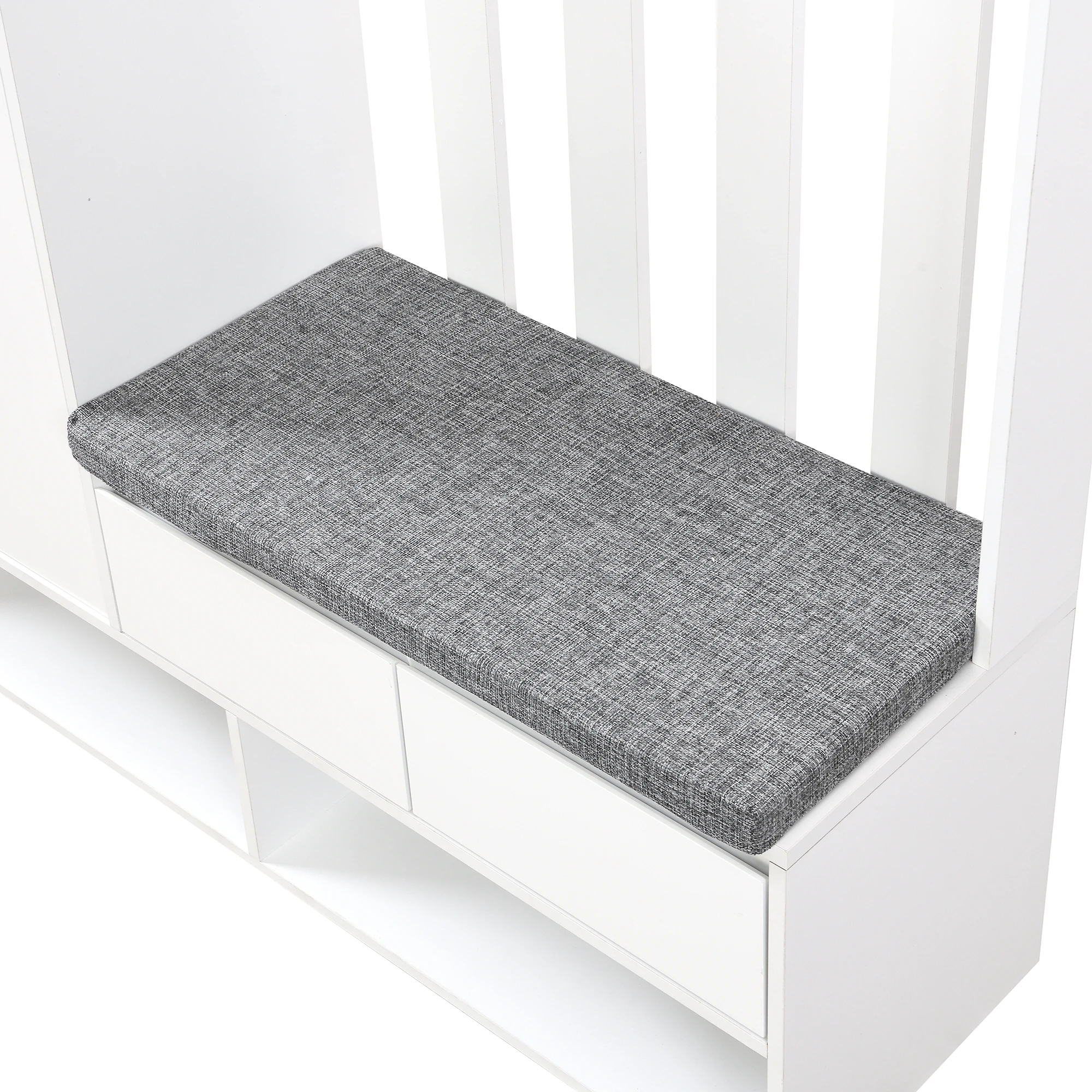 PINGGO Flur-Garderobe mit weicher Polsterung, langer Aufbewahrungsbank, multifunktionaler Schuhschrank für den Eingangsbereich, modernes Design, Plug-in-Schreibtisch – Detail 4