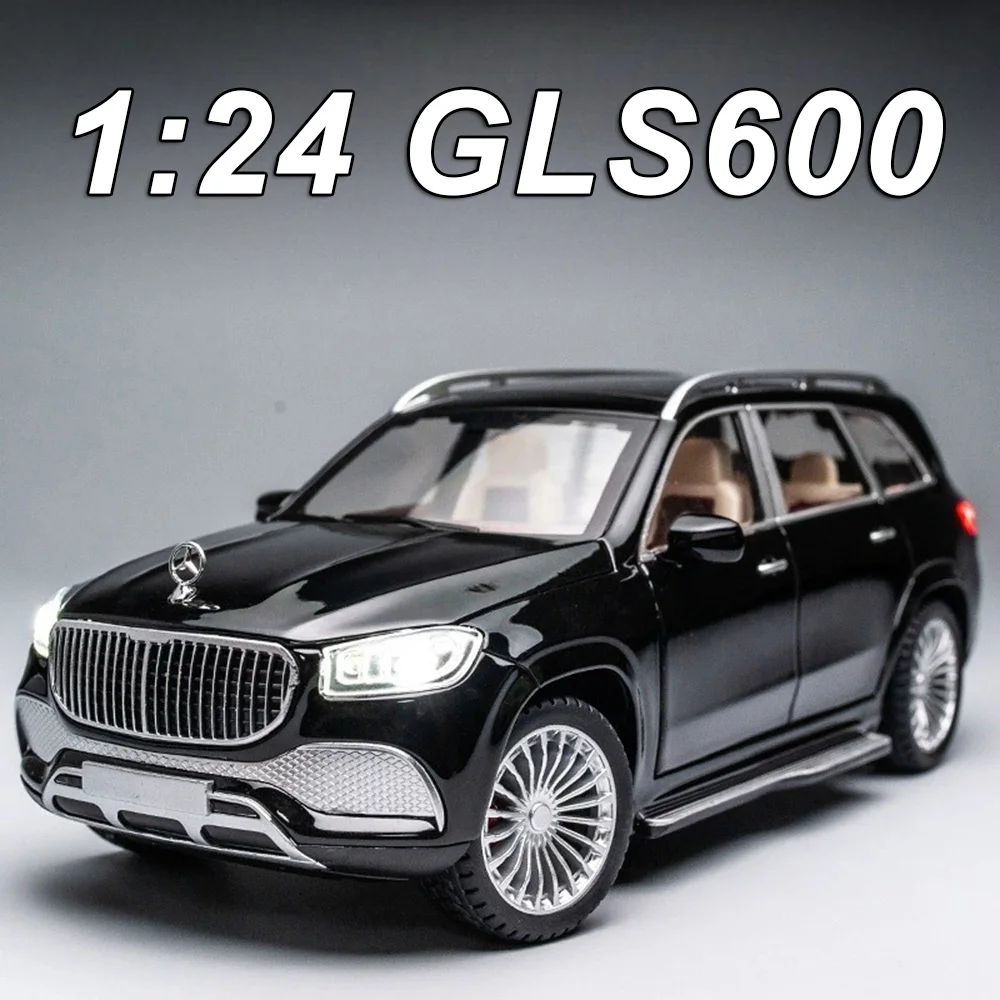 1:24 GLS600 GLS63 Miniature Toys Alloy Diecaat Car Model with Sound Light Pull Back Doors Opened Vehice Kid Fashion Collectibles
