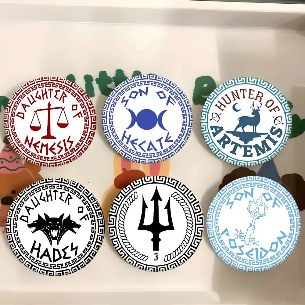 1pc Son Daughter Of Poseidon Greek Cartoon Style Badge Brooches On Backpack Decoration Round Enamel Pins For Accessorys
