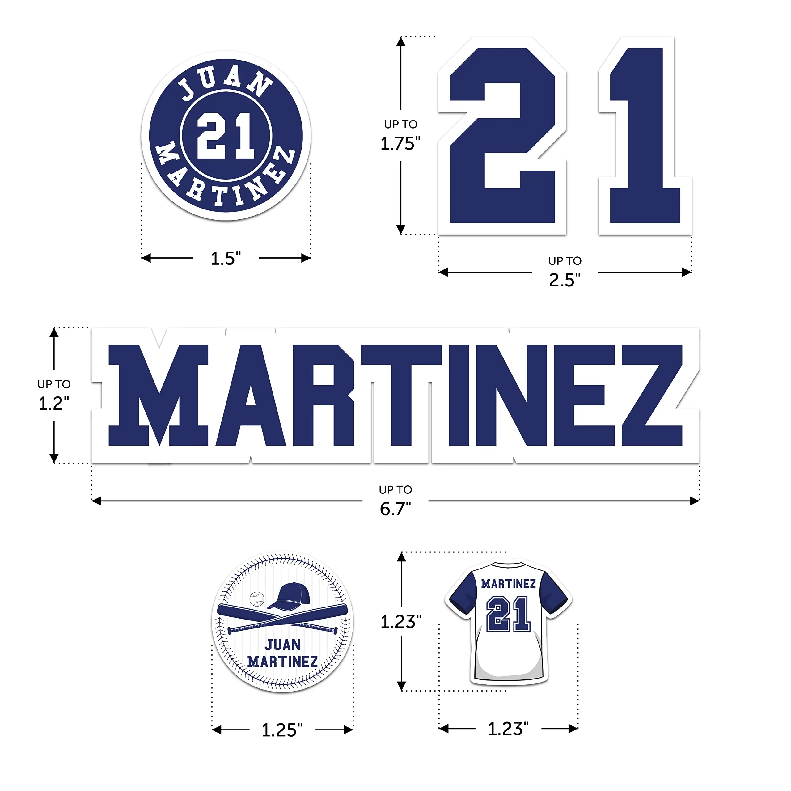 Custom Baseball Helmet Sticker Set - Personalized Decals for Bats, Softball Bats, Helmets, Bat Knobs & More - Individual