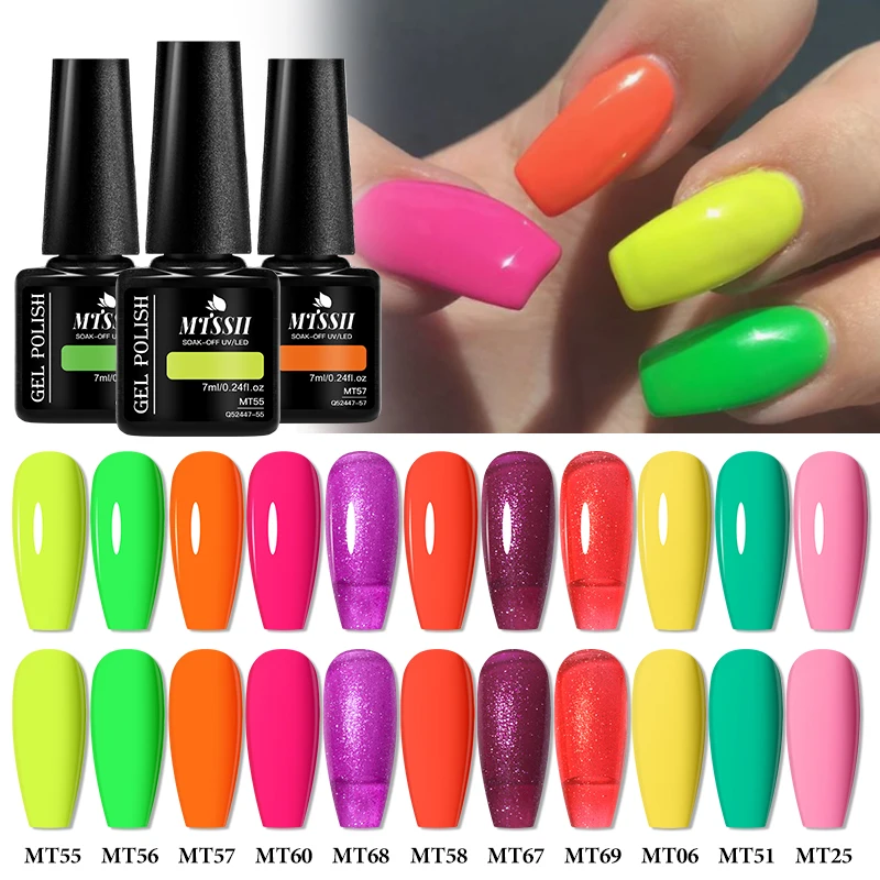 

Mtssii 7.3ml Neon Nail Gel Polish Super Gorgeous Summer Color Nail Manicure Semi Permanent Soak off UV LED Nail Gel Varnish