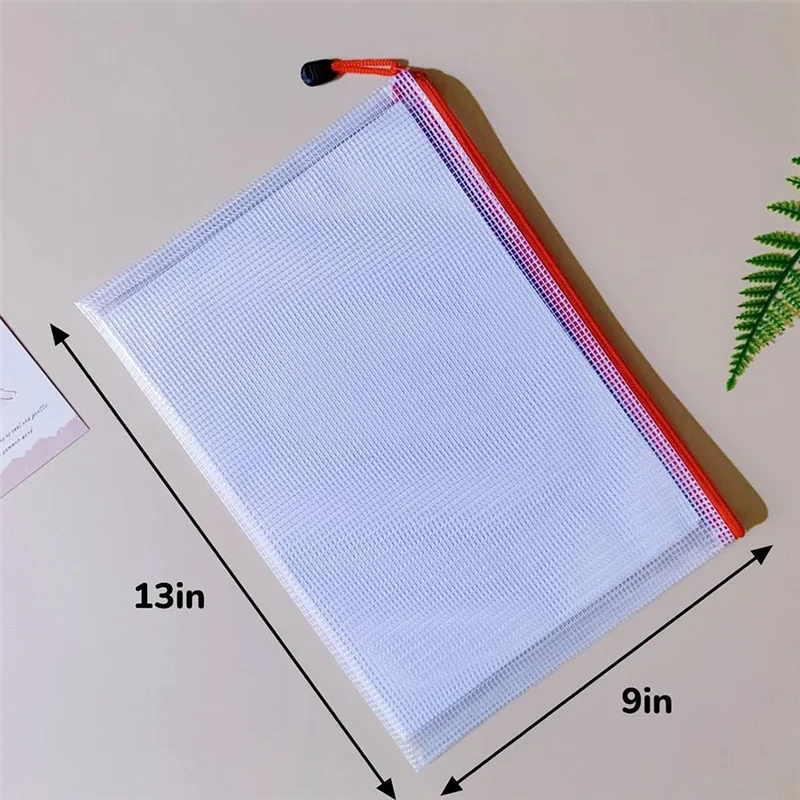 20Pcs Mesh Zipper Pouch, Waterproof Zipper File Bag, A4, Suitable for Storage of Office Supplies, Cosmetics, Stationery