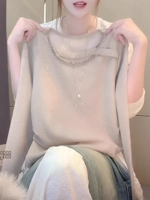 

Вязаный свитер большого размера с длинными рукавами для женщин: свободный крой, комфортный, дышащий, повседневный базовый слой