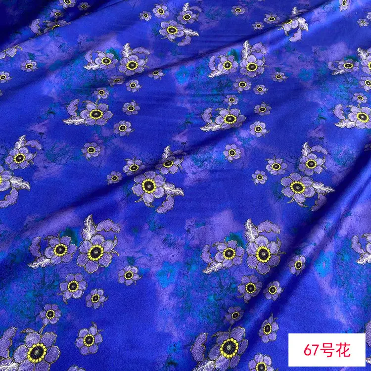 140 Wide Summer Heavy Digital Printed Silk Real Silk Spandex Silk Satin Fabric Variegated Cheongsam Dress Fabric