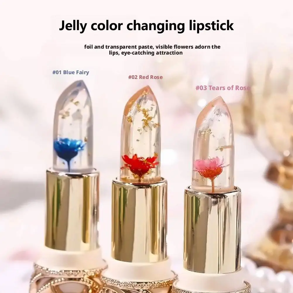 Moisturising Jelly Flower Lipstick Clear Temperature Color Changing Lip Gloss With Flower Inside Waterproof Long Lasting LipBalm