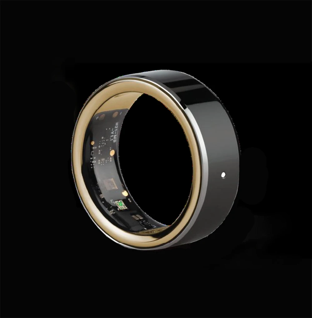 Black Nato Ceramic Touch Control Sense Active LED Reminder Smart Ring 5ATM Waterproof Health Fitness Condition Analysis