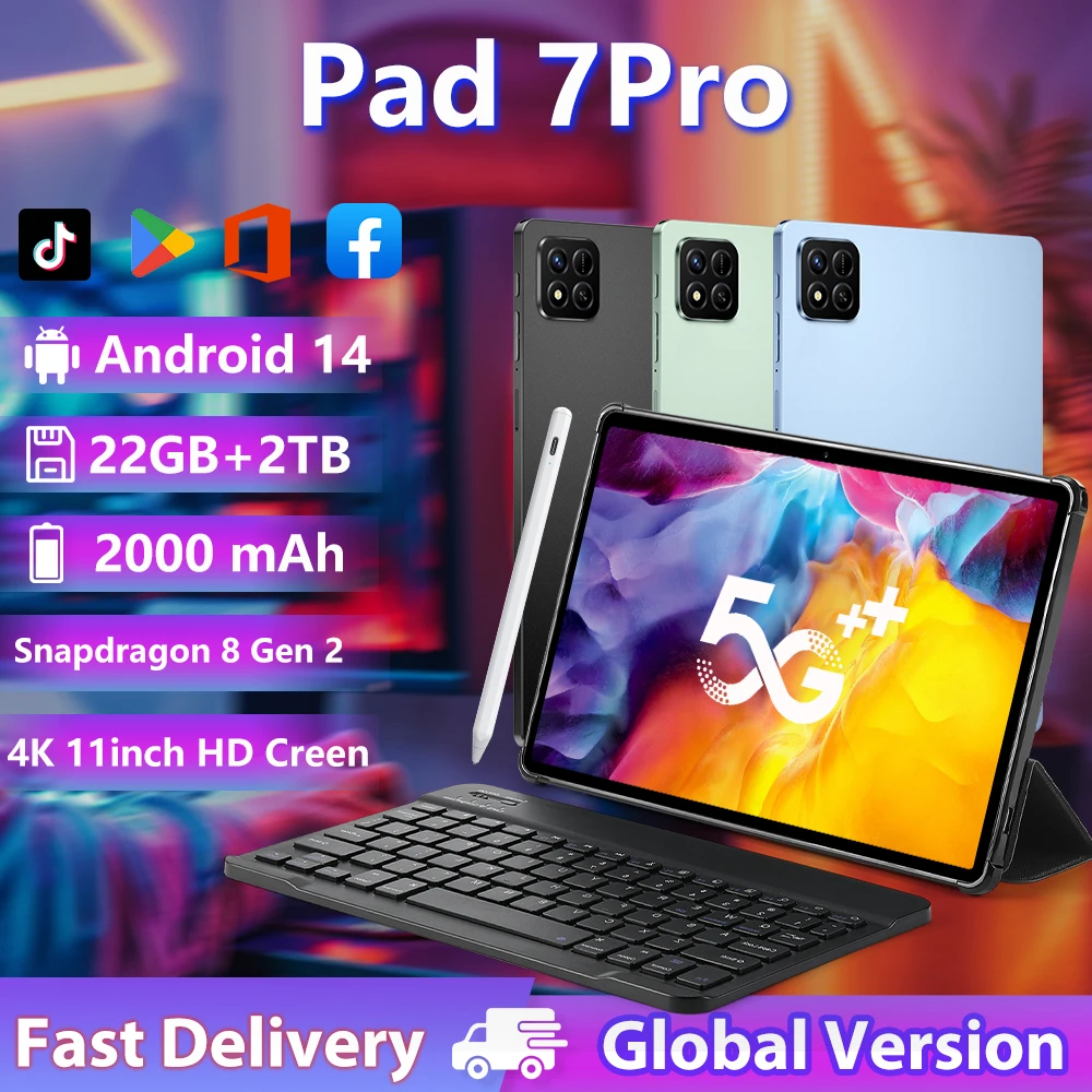 

Global Version Original Pad 7 Pro Tablets 2025 NEW Android 14 Snapdragon 8 gen3 22GB+2TB 5G Dual SIM 20000mAh WiFi WPS Tablet PC