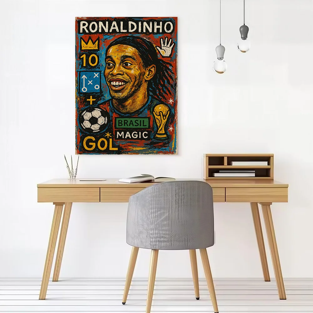 Ronaldinho Portrait Art Poster Customizable Printed Canvas Painting for Pictures Wall Art Decorative Paintings Room Decoration