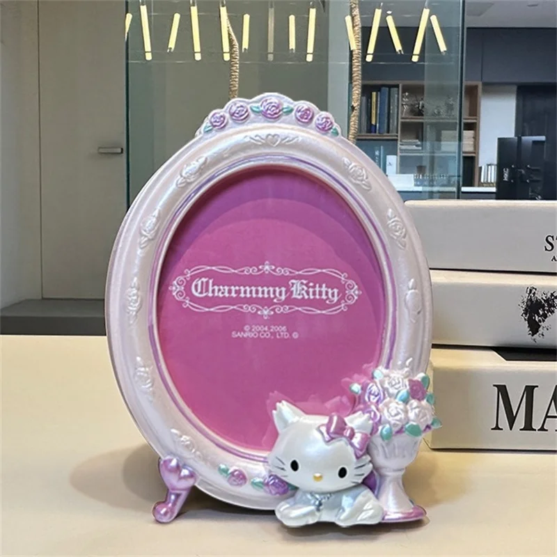 Kitty Sanrio Charmmy Decorative Flower Retro Photo Frame Wedding Home Ornament Desktop Small Photo Frame Valentine'S Day Gift