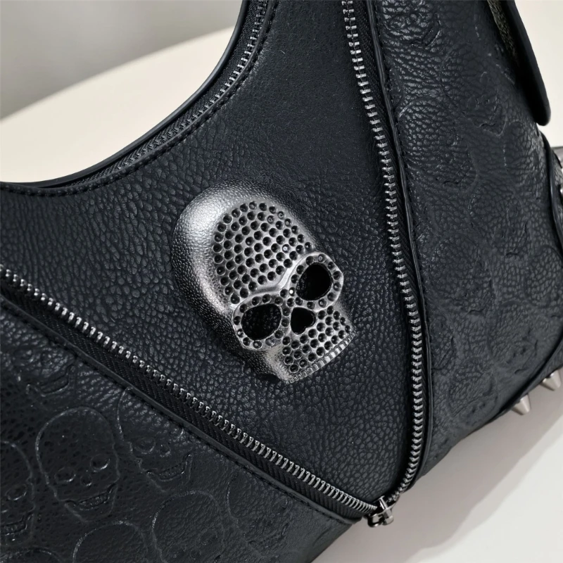 Fashion Armpit Bag Large Capacity Vintage Skull Shoulder Bag for Girl Women Handbag Underarm Bag Versatile Tote Bags