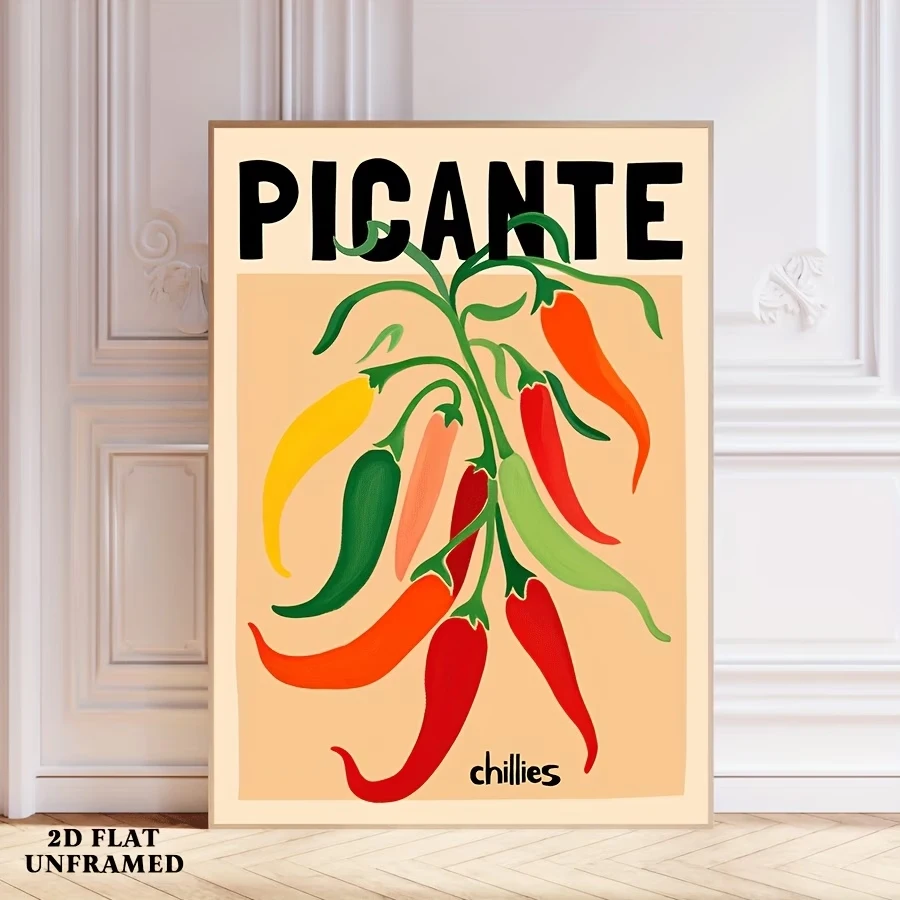 Modern Vibrant Chili Pepper Wall Art Print Canvas Painting Poster Picture For Living Room,Kitchen,Restaurant Home Decor