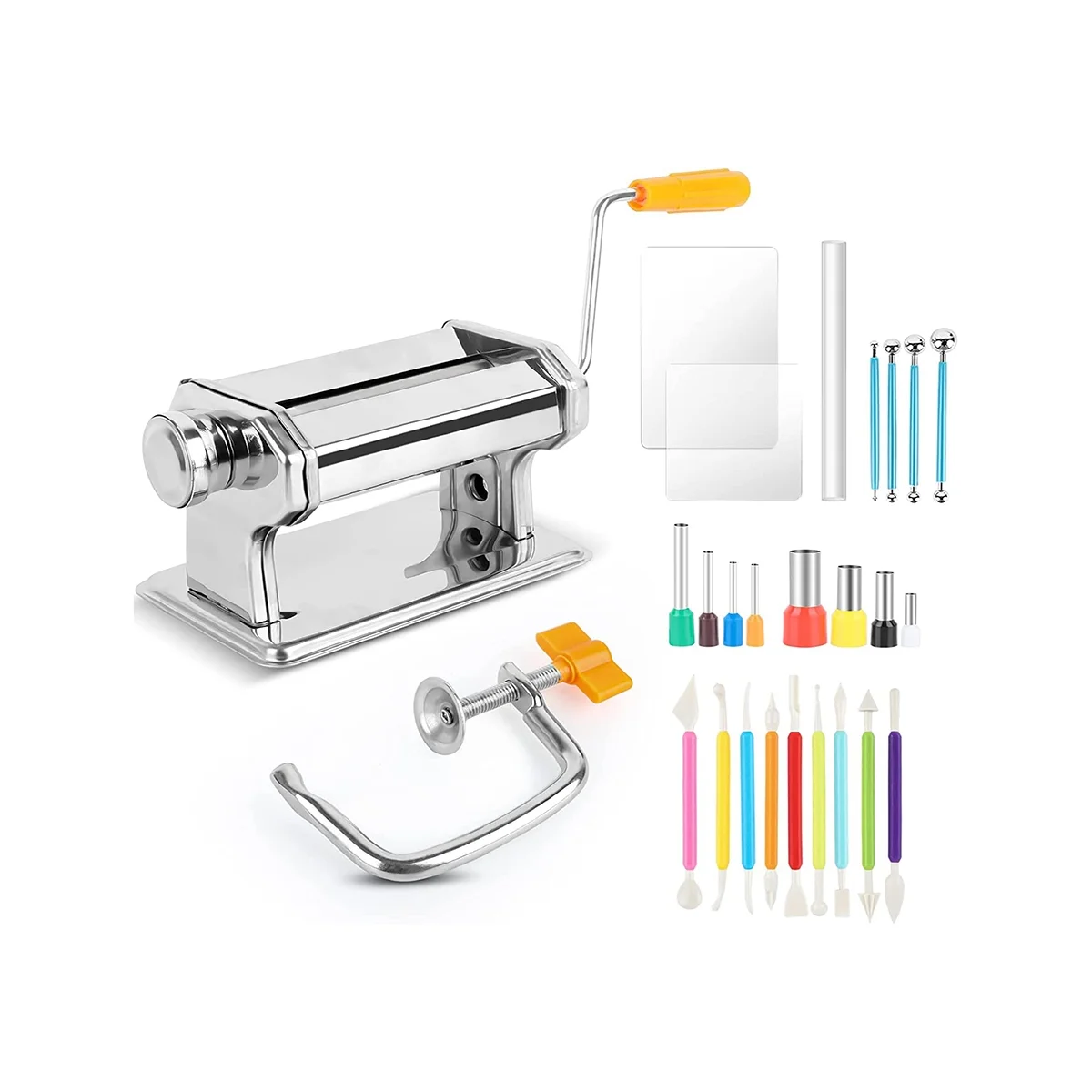 

Polymer Clay Roller Machine Set Stainless Steel Polymer Clay Extruder Manual Adults Clay Pottery